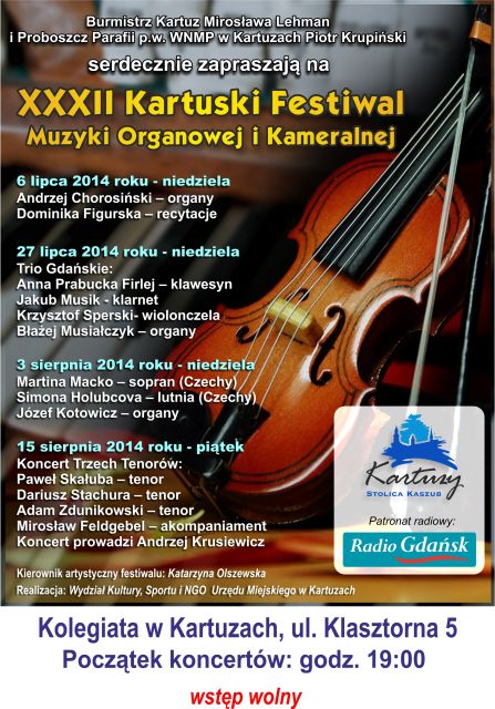 XXXII Kartuski Festiwal Muzyki Organowej i Kameralnej